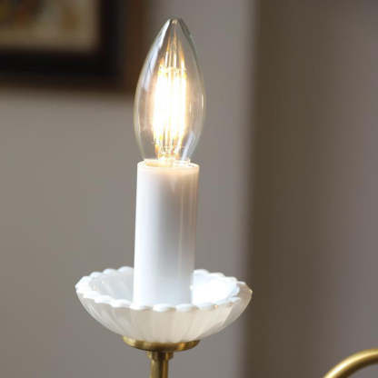 French Brass Glass Candle Round Chandelier