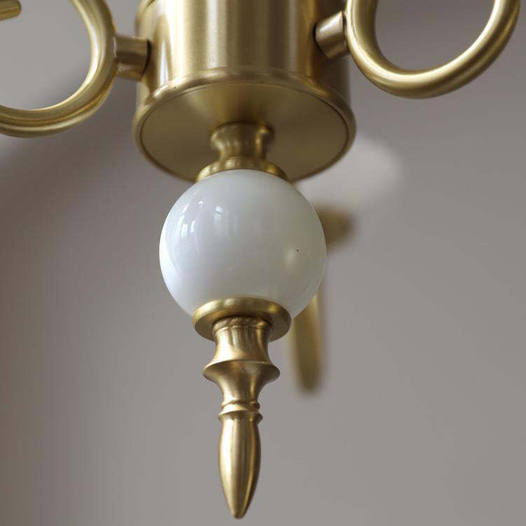 French Brass Glass Candle Round Chandelier
