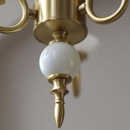 French Brass Glass Candle Round Chandelier