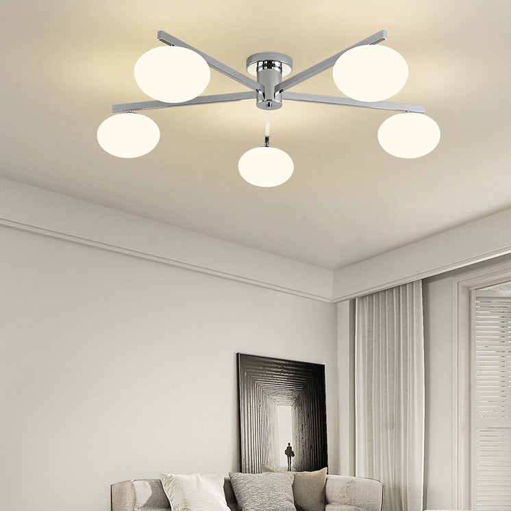 Minimalist Iron Semi-Flush Ceiling Light — 3 / Black / 220V-240V For UK/AU