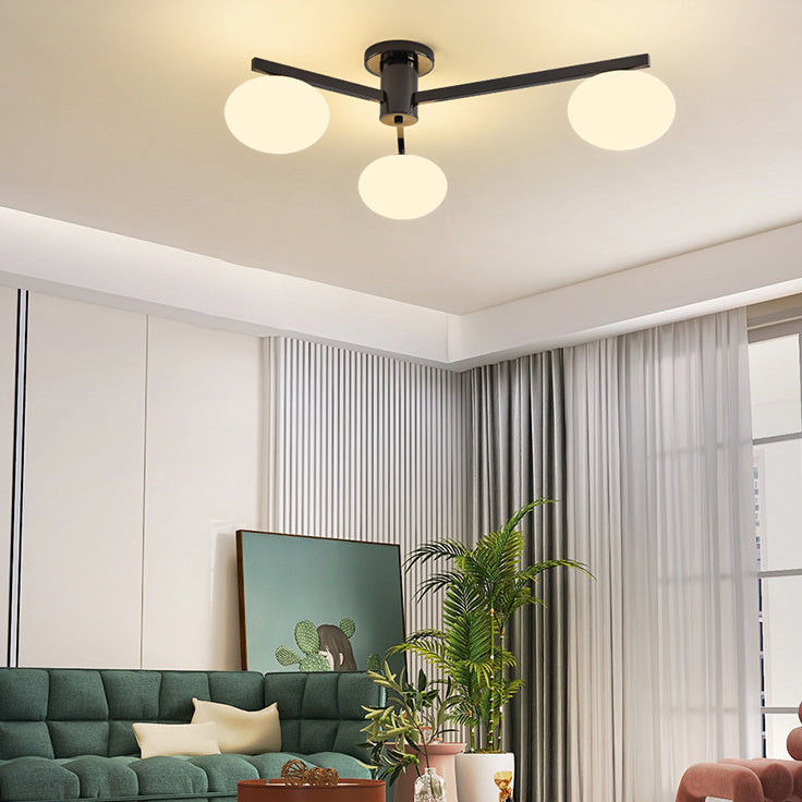 Minimalist Iron Semi-Flush Ceiling Light - Black