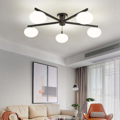 Minimalist Iron Semi-Flush Ceiling Light — 5 / Black / 220V-240V For UK/AU