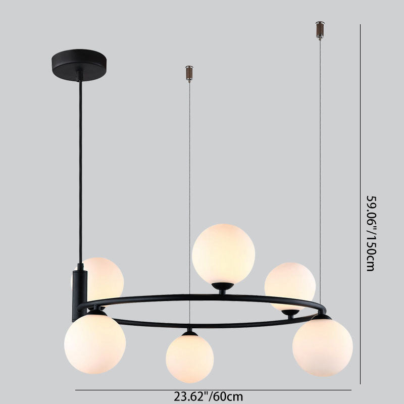 Nordic Iron Glass Globe Ring Chandelier