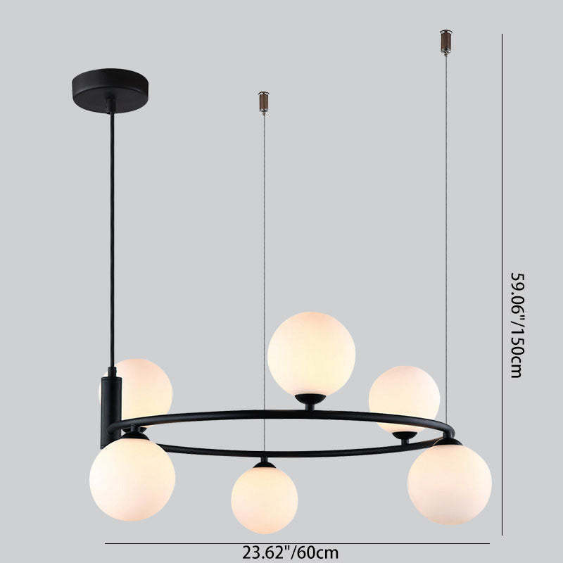 Nordic Iron Glass Globe Ring Chandelier