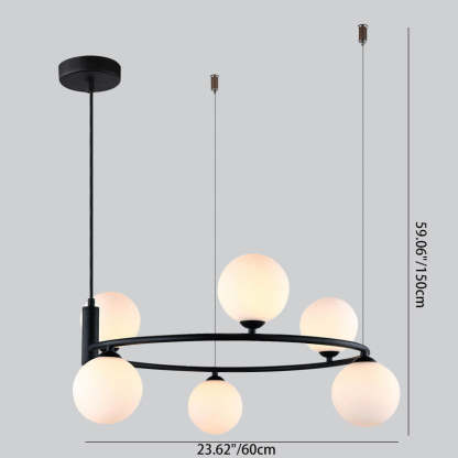 Nordic Iron Glass Globe Ring Chandelier