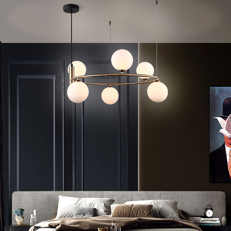 Nordic Iron Glass Globe Ring Chandelier