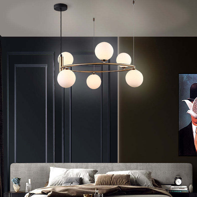 Nordic Iron Glass Globe Ring Chandelier