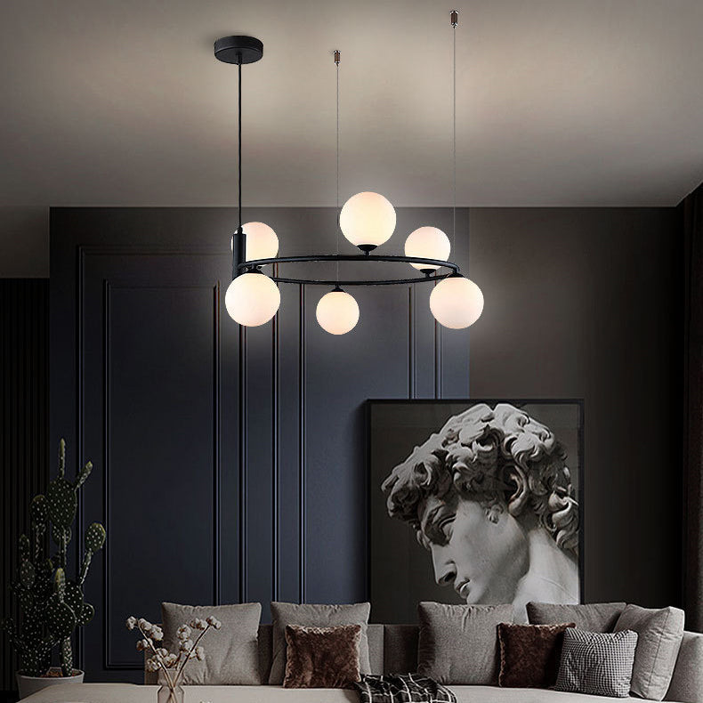 Nordic Iron Glass Globe Ring Chandelier