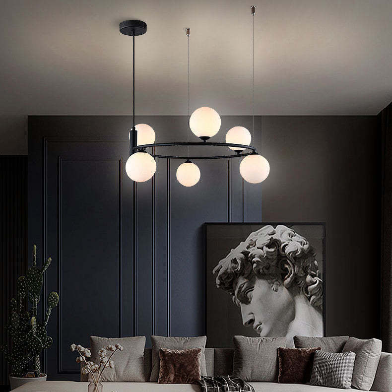 Nordic Iron Glass Globe Ring Chandelier