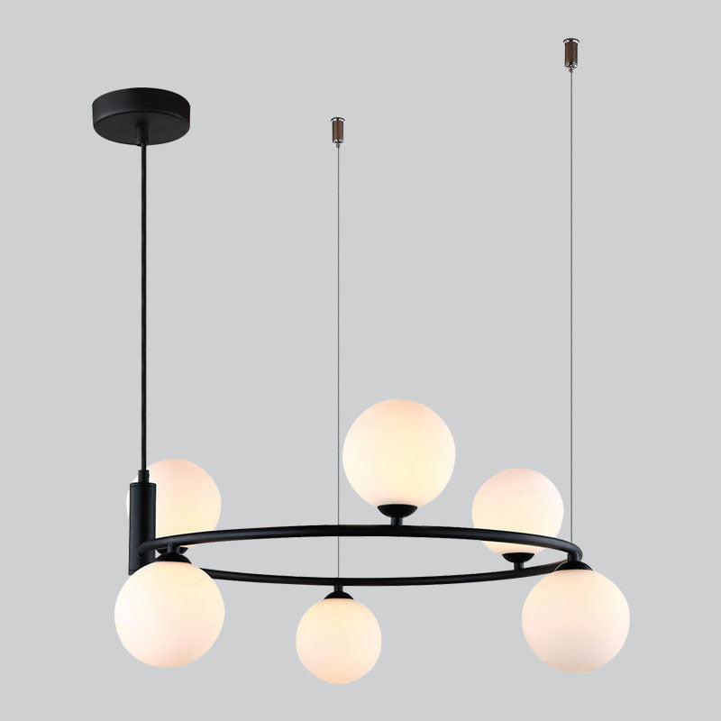 Nordic Iron Glass Globe Ring Chandelier