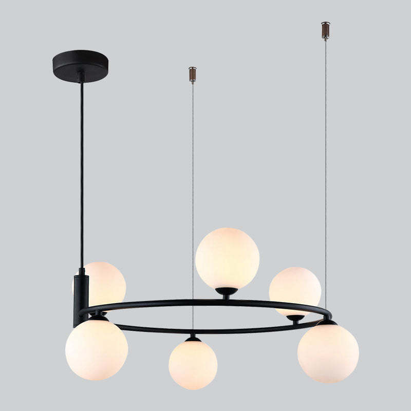 Nordic Iron Glass Globe Ring Chandelier