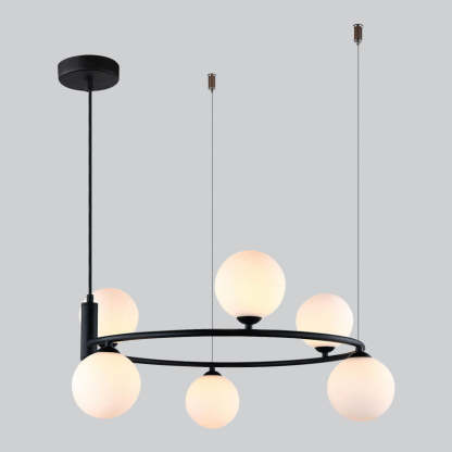 Nordic Iron Glass Globe Ring Chandelier