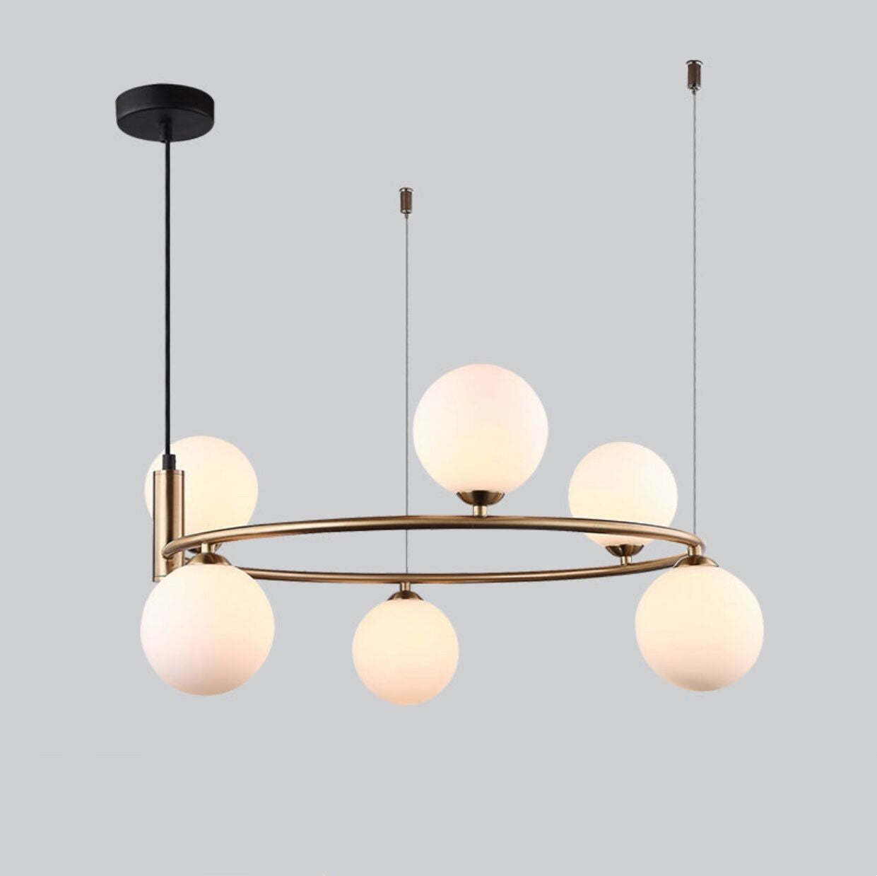 Nordic Iron Glass Globe Ring Chandelier