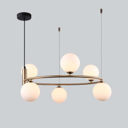Nordic Iron Glass Globe Ring Chandelier