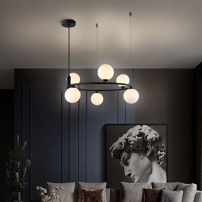 Nordic Iron Glass Globe Ring Chandelier