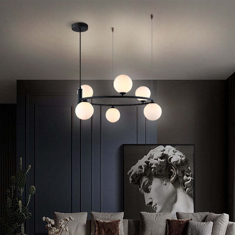 Nordic Iron Glass Globe Ring Chandelier