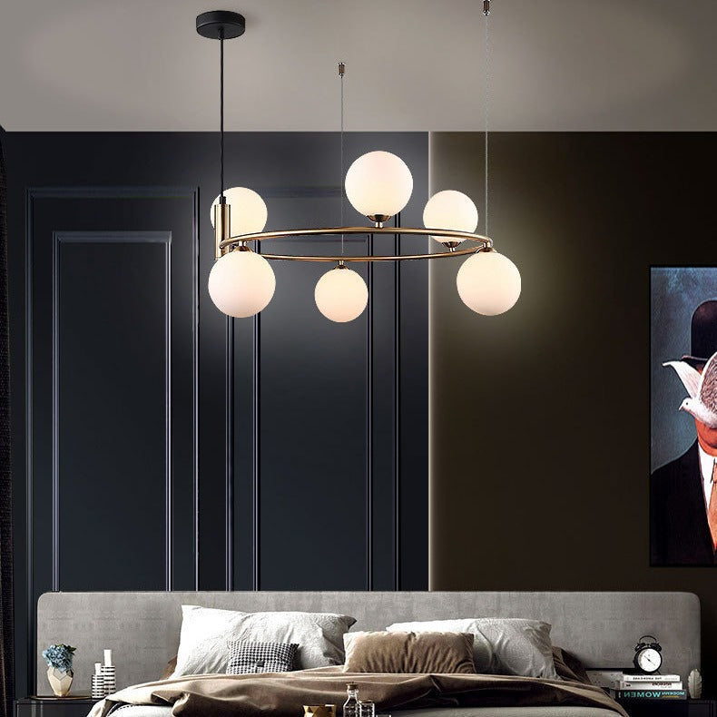 Nordic Iron Glass Globe Ring Chandelier
