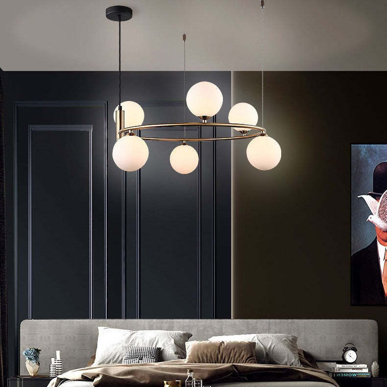 Nordic Iron Glass Globe Ring Chandelier