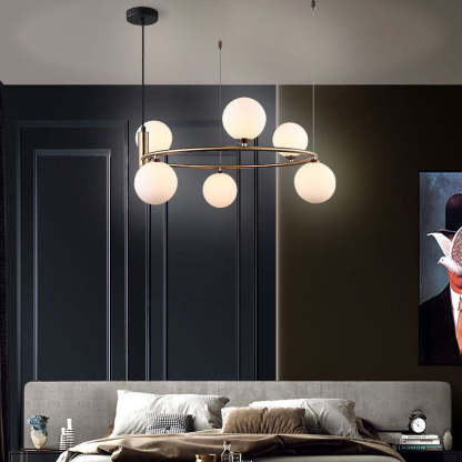 Nordic Iron Glass Globe Ring Chandelier