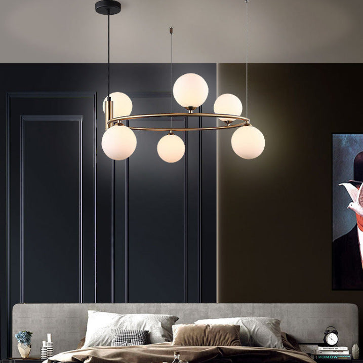 Nordic Iron Glass Globe Ring Chandelier
