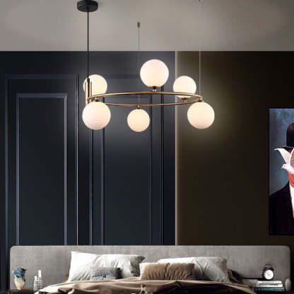 Nordic Iron Glass Globe Ring Chandelier