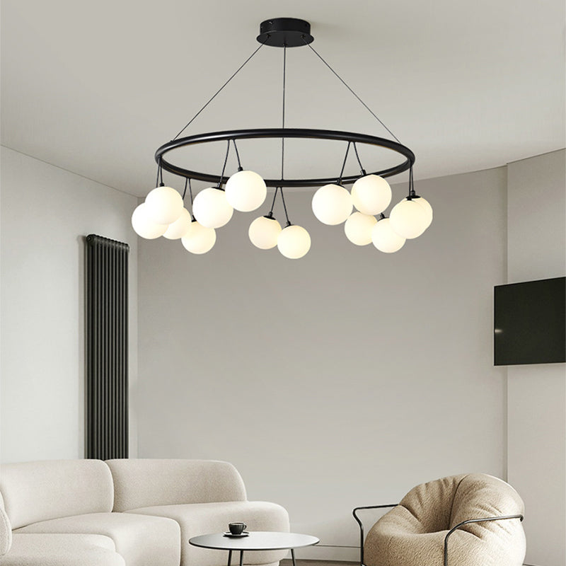 Black iron globe ring chandeliers - nordic — 8-Light / 220V-240V (UK/AU)