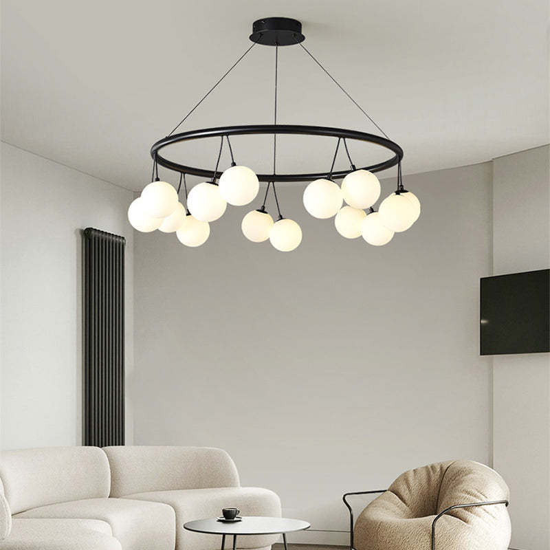 Nordic Iron Glass Ring Linear Globe Chandelier