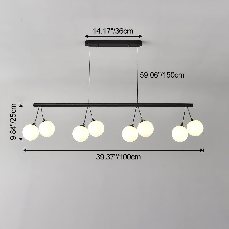 Nordic Iron Glass Ring Linear Globe Chandelier