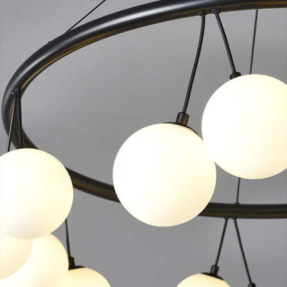 Nordic Iron Glass Ring Linear Globe Chandelier