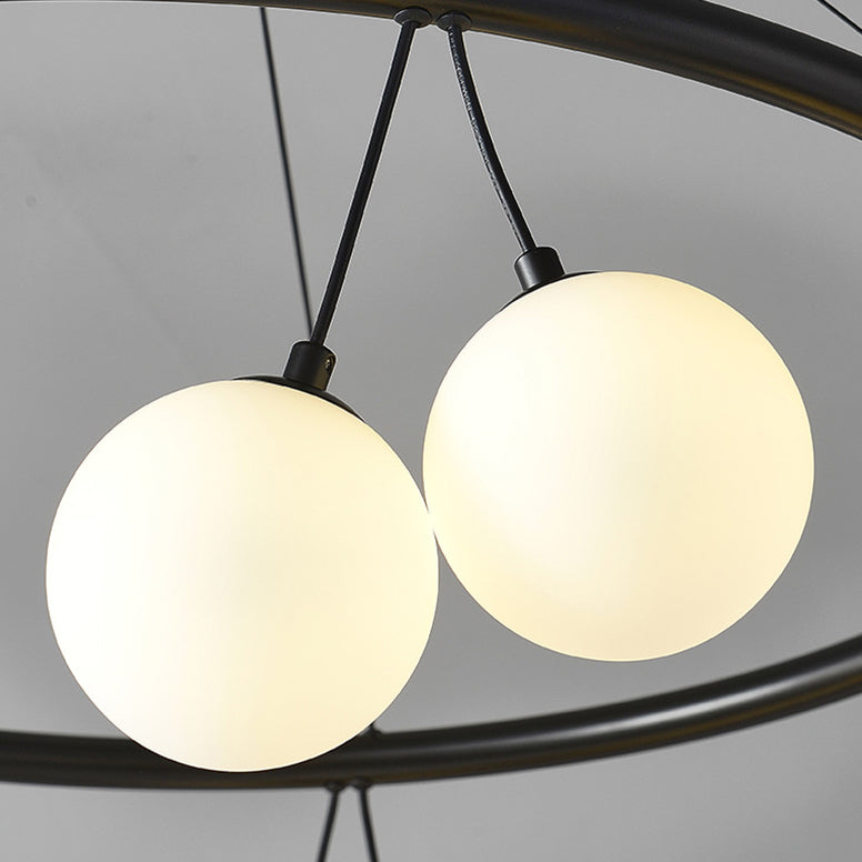 Nordic Iron Glass Ring Linear Globe Chandelier