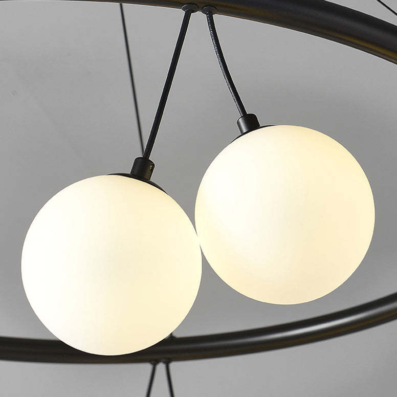 Nordic Iron Glass Ring Linear Globe Chandelier