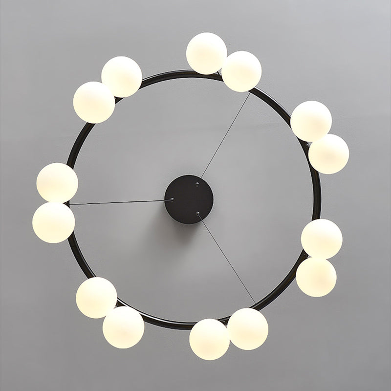 Nordic Iron Glass Ring Linear Globe Chandelier