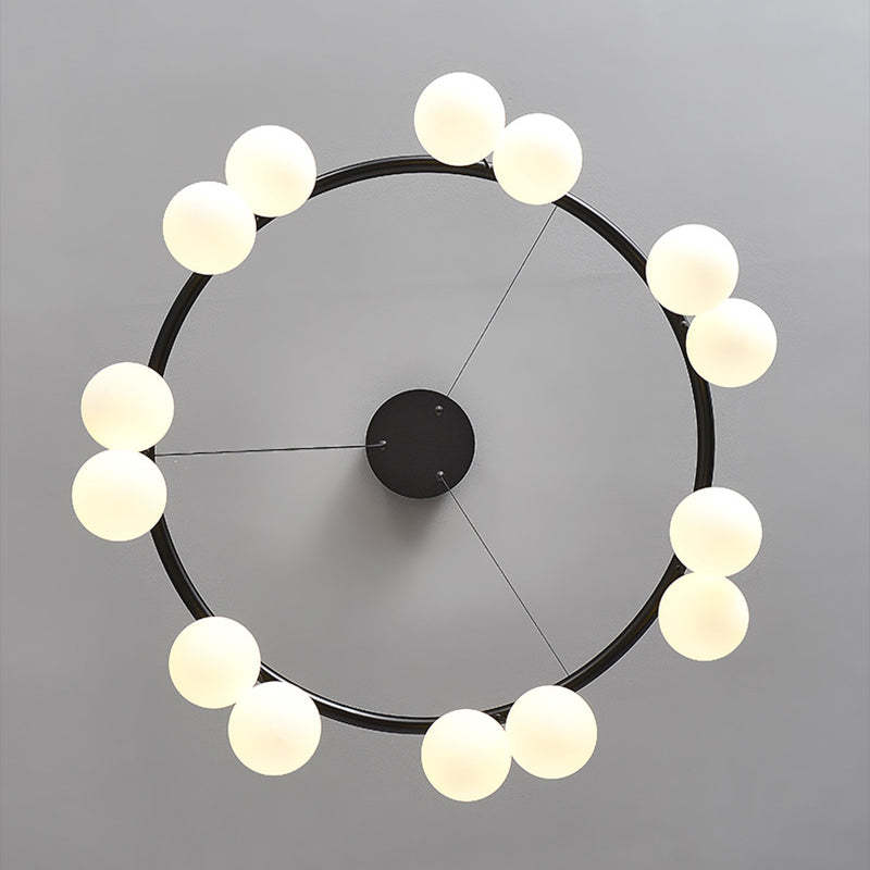 Nordic Iron Glass Ring Linear Globe Chandelier