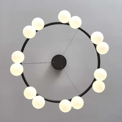 Nordic Iron Glass Ring Linear Globe Chandelier