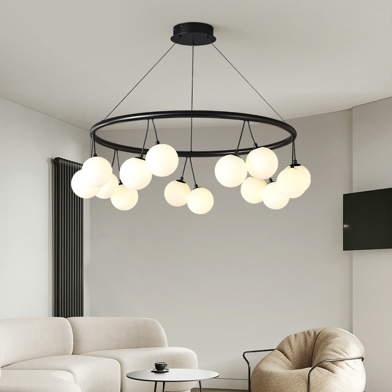 Nordic Iron Glass Ring Linear Globe Chandelier