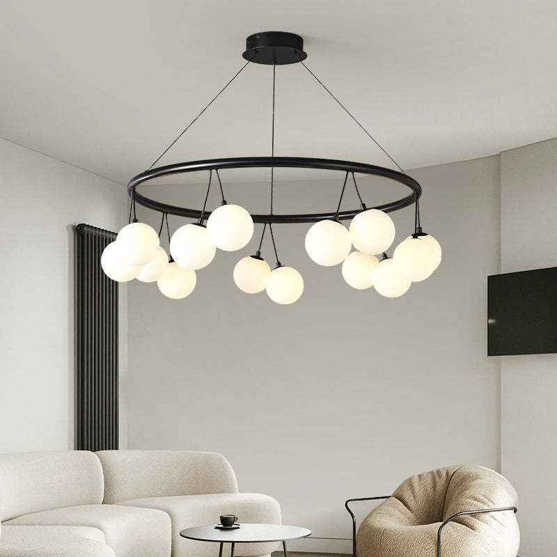 Nordic Iron Glass Ring Linear Globe Chandelier