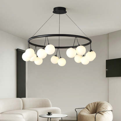 Nordic Iron Glass Ring Linear Globe Chandelier