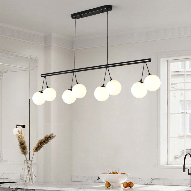 Nordic Iron Glass Ring Linear Globe Chandelier