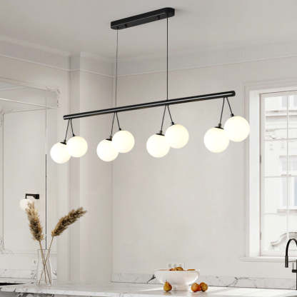 Nordic Iron Glass Ring Linear Globe Chandelier