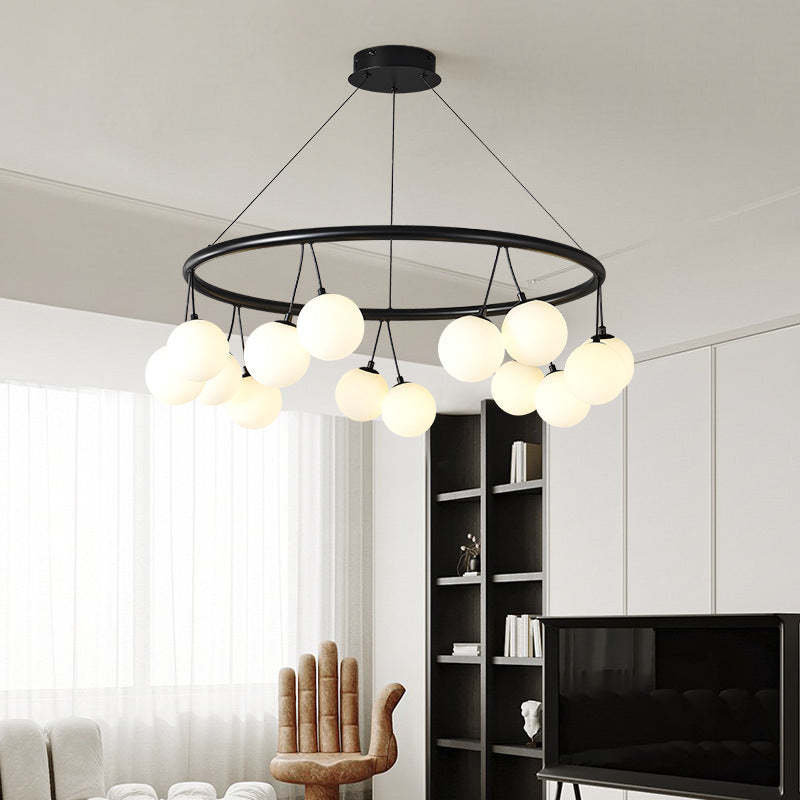 Nordic Iron Glass Ring Linear Globe Chandelier