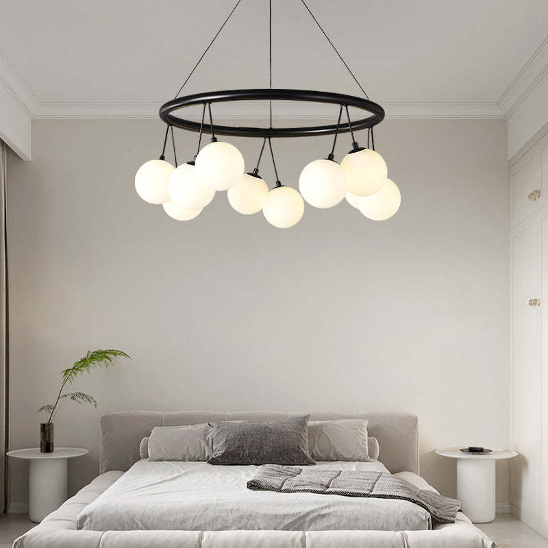 Nordic Iron Glass Ring Linear Globe Chandelier