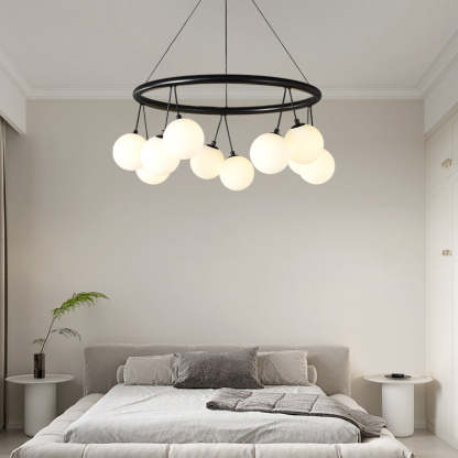 Nordic Iron Glass Ring Linear Globe Chandelier
