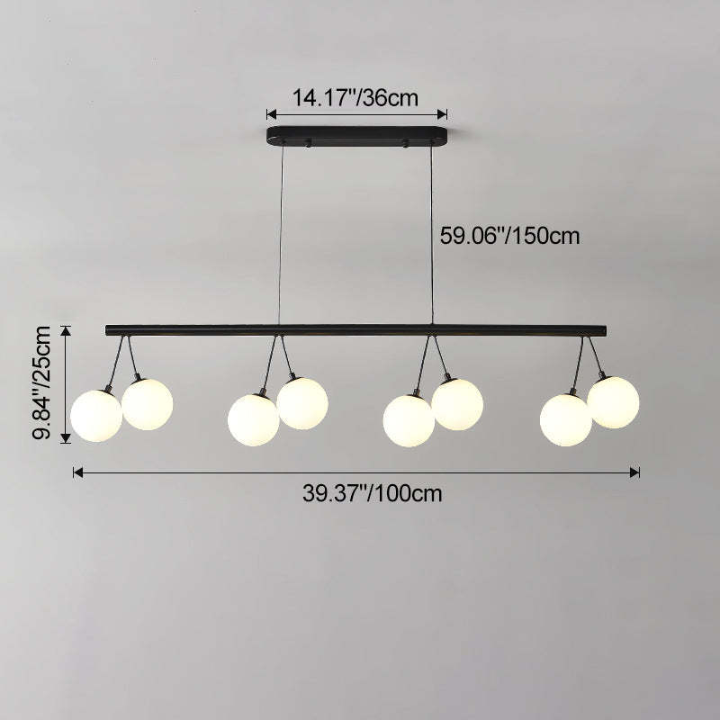 Nordic Iron Glass Ring Linear Globe Chandelier