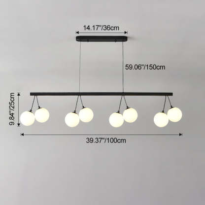 Nordic Iron Glass Ring Linear Globe Chandelier