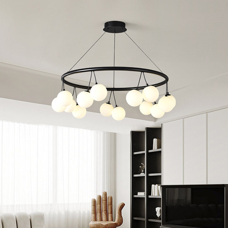 Nordic Iron Glass Ring Linear Globe Chandelier