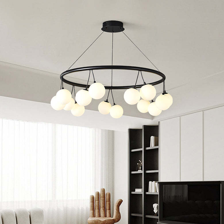 Nordic Iron Glass Ring Linear Globe Chandelier