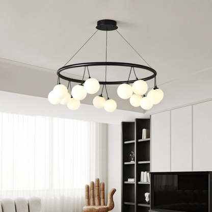 Nordic Iron Glass Ring Linear Globe Chandelier