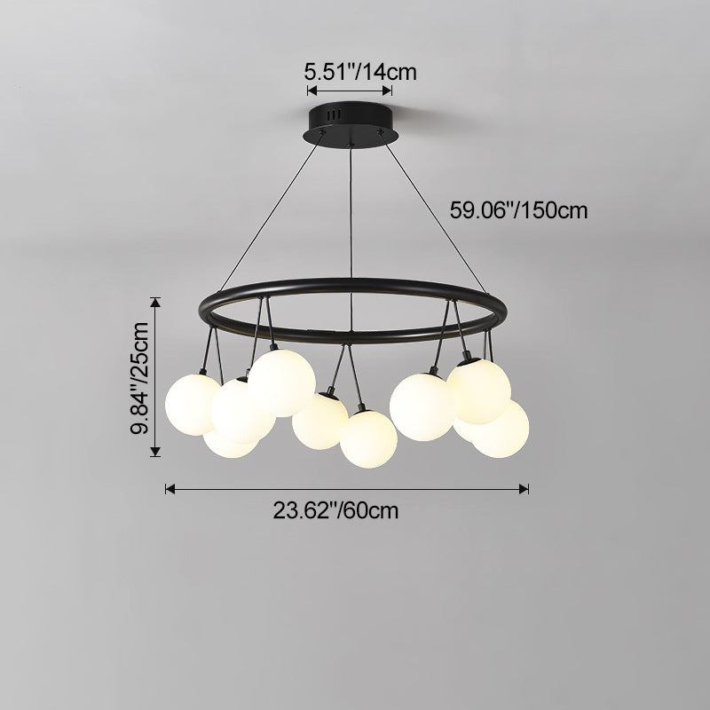 Nordic Iron Glass Ring Linear Globe Chandelier