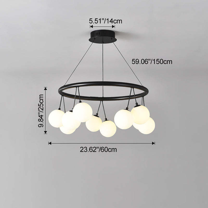 Nordic Iron Glass Ring Linear Globe Chandelier