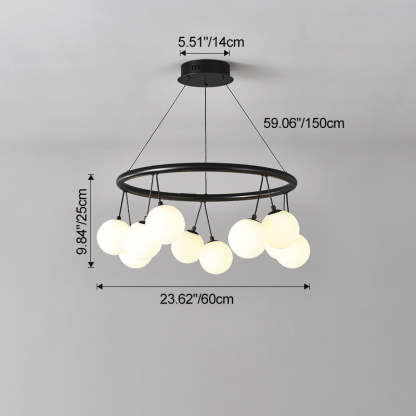 Nordic Iron Glass Ring Linear Globe Chandelier
